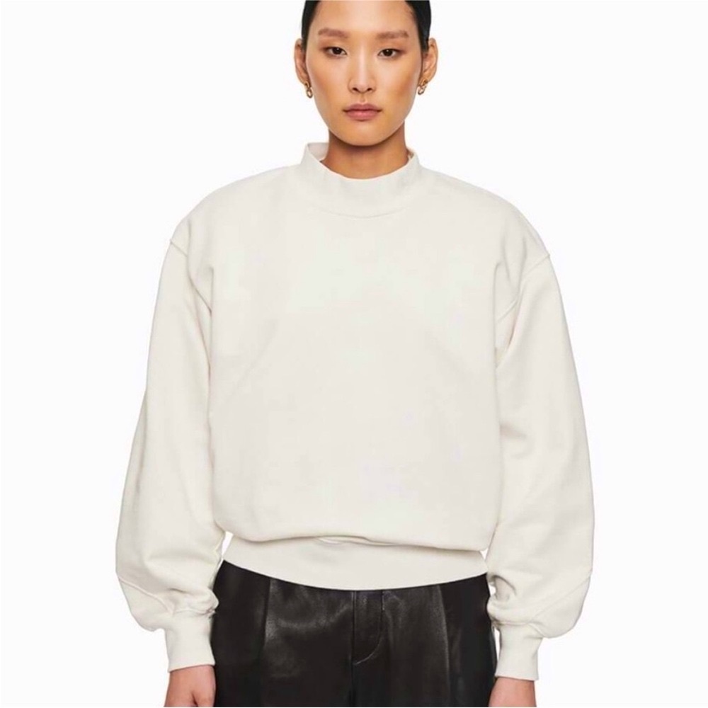 ANINE BING Saint Mockneck Cotton Pullover Sweatshirt